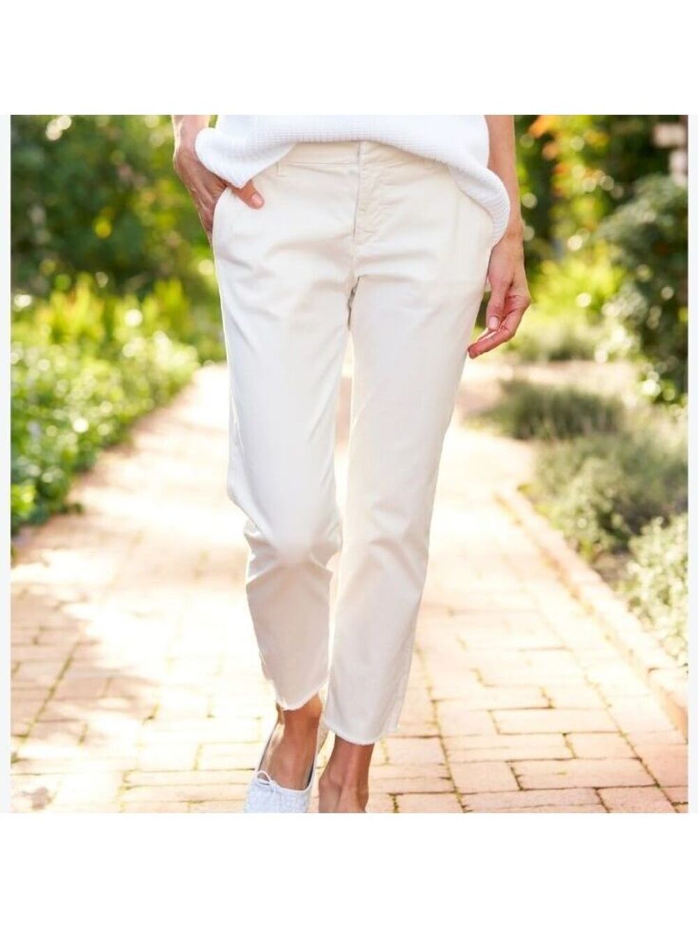 Frank & Eileen Wicklow Italian Beige Cotton Blend Pants Size 6